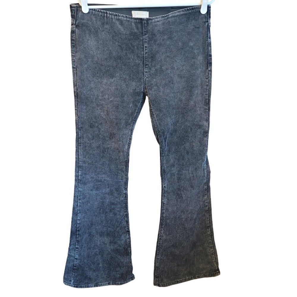 Altar'd State velvet blue corduroy pants pull on‎ Sz L  wide leg EUC